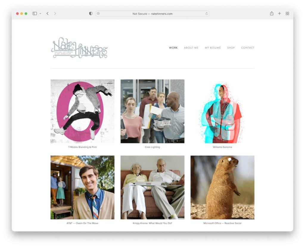 nate hinners riprende il sito web