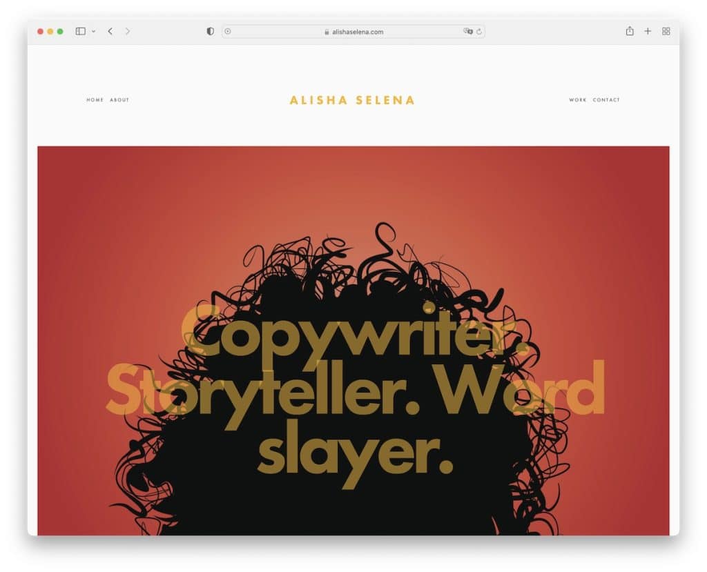 sito web di curriculum di alisha selena