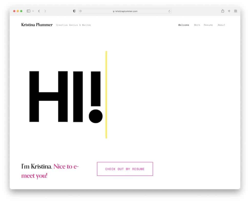Sito web del curriculum di Kristina Plummer