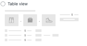 mise en page de la vue tableau