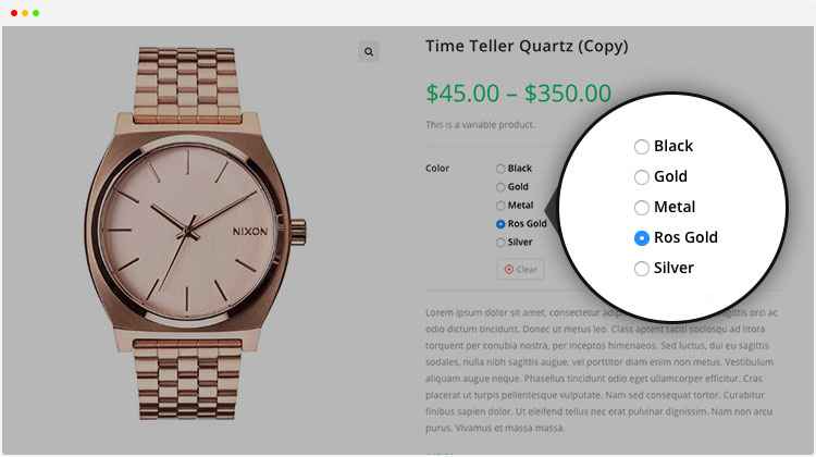 woocommerce 的无线电变化色板 radio-variation-swatches-for-woocommerce