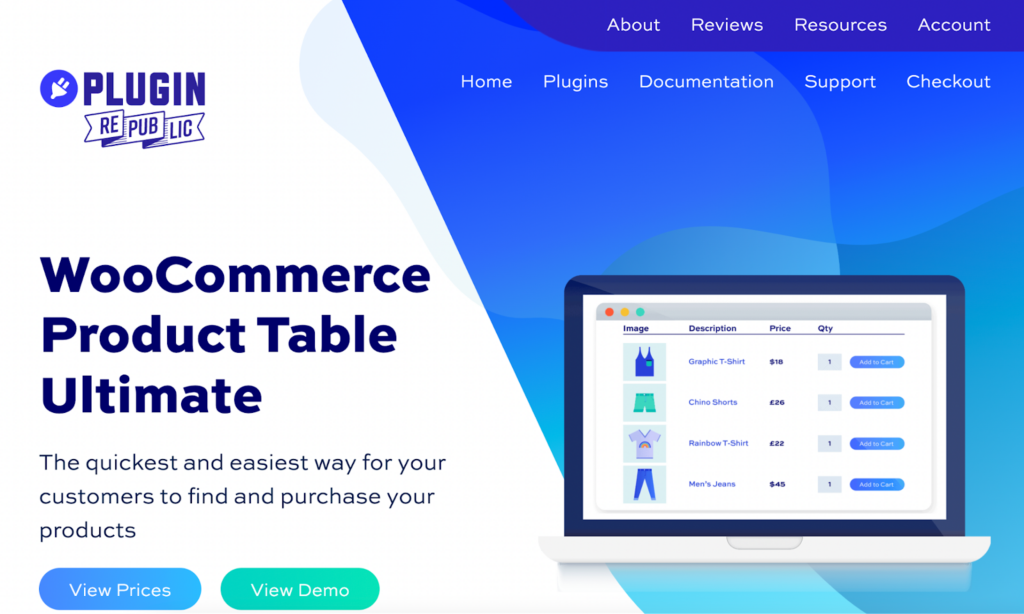 WooCommerce Product Table Ultimate 홈페이지