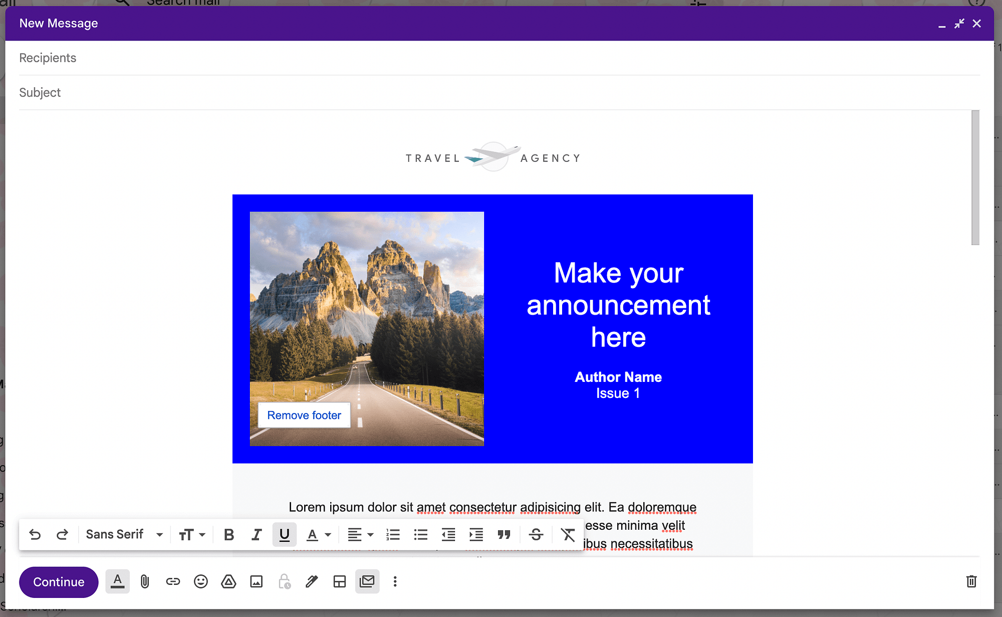 Anteprima di un'e-mail di massa in Gmail.