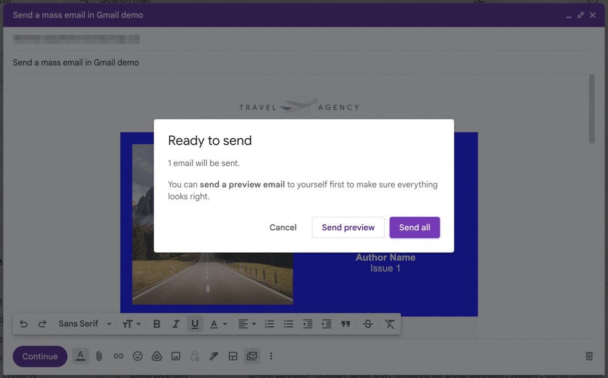 Invia un'e-mail di massa in gmail.