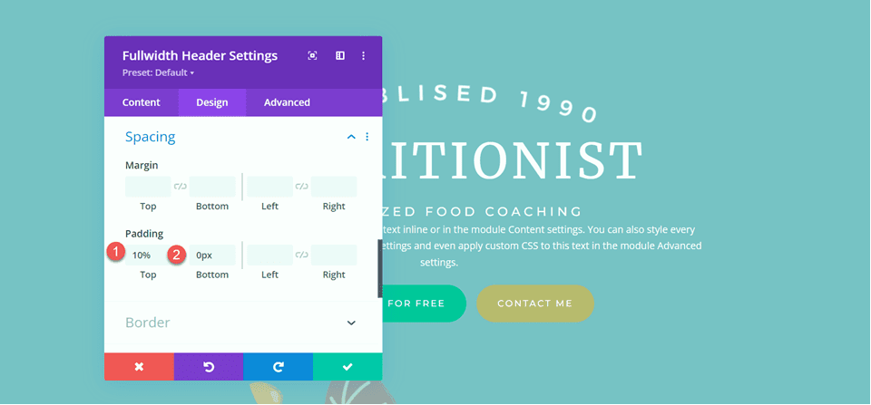 Divi Fullwidth Header تخطيط خلفية متدرجة 2 تباعد