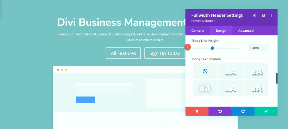 Divi Fullwidth Header تخطيط خلفية متدرجة 3 ارتفاع خط