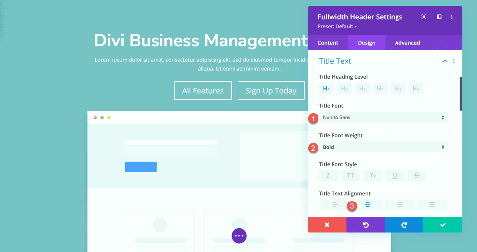 Divi Fullwidth Header Gradient Background Layout 3 خط العنوان