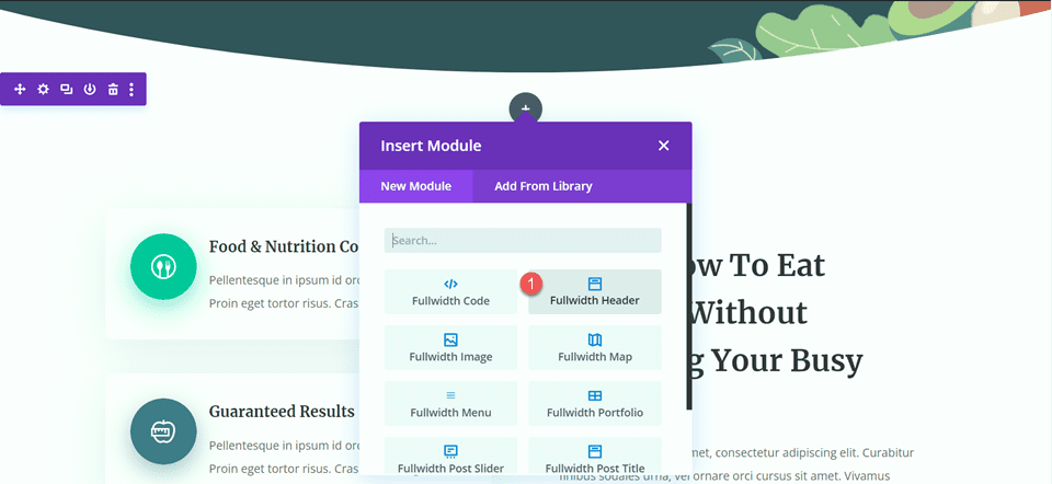 Divi Fullwidth Header Gradient Background Layout 2 إضافة وحدة نمطية