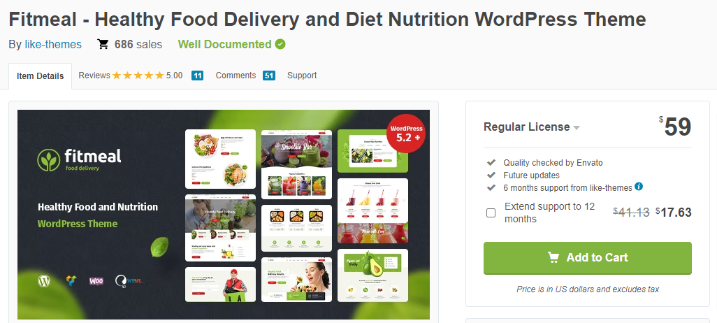 Fitmeal- 食品与营养 WordPress 主题