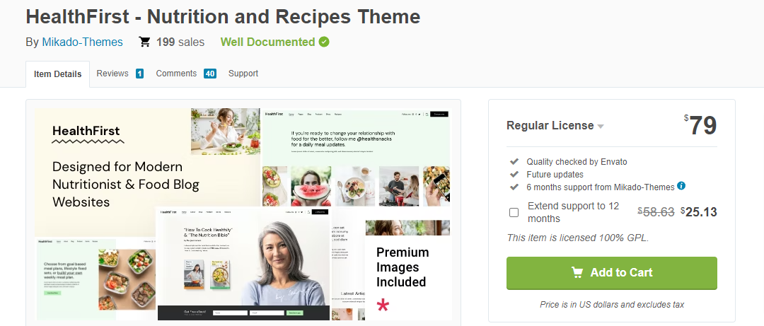 HealthFirst 主题 - 食品和营养 WordPress 主题