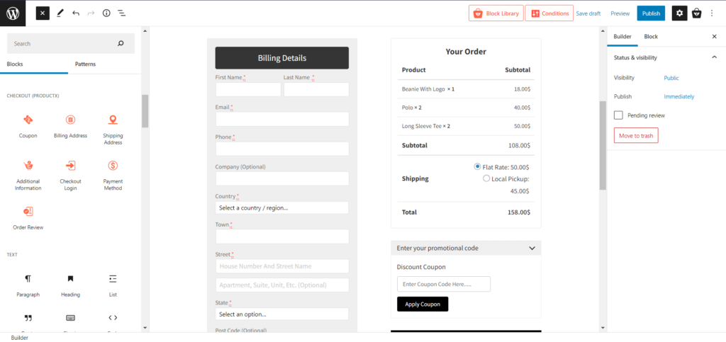 如何使用 ProductX 5 創建和自定義 WooCommerce 結帳頁面模板 Checkout Page Blocks
