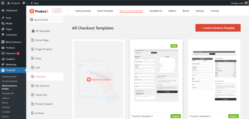 如何使用 ProductX 4 創建和自定義 WooCommerce 結帳頁面模板 Creating Checkout Page