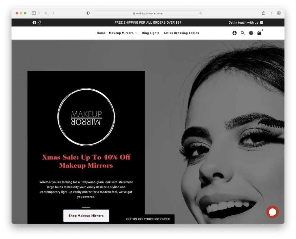 메이크업 거울 dropshipping 웹 사이트 예