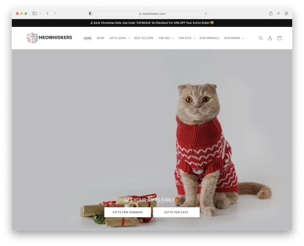 meowhiskers dropshipping 웹 사이트 예