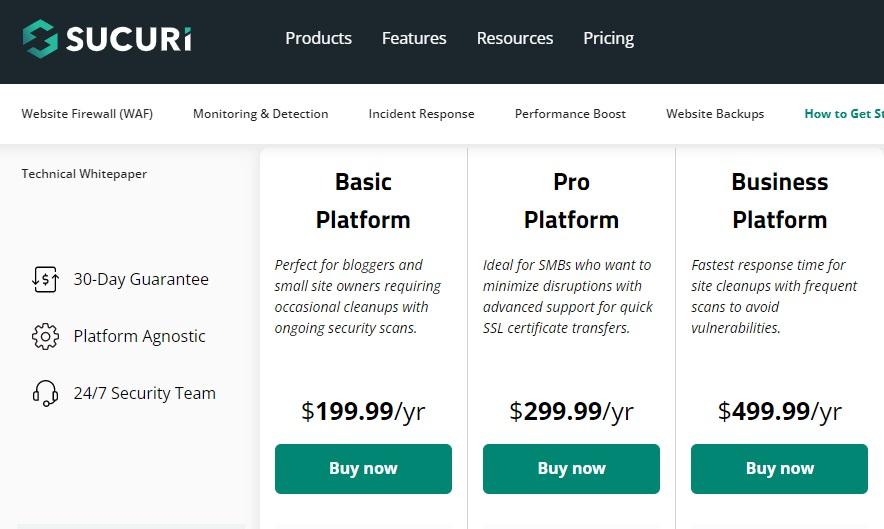 sucuri wordpress 보안 플러그인 비용