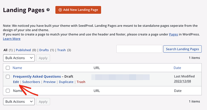 editdraftlandingpage - SeedProd Edit your draft FAQ page