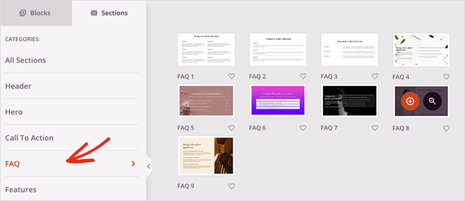faqsection - SeedProd Choose a premade FAQ section