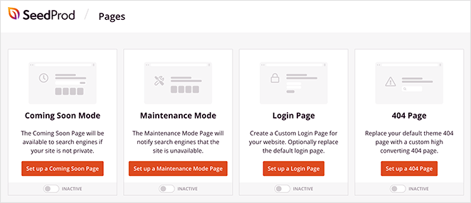 modos de página de destino - SeedProd SeedProd landing page modes