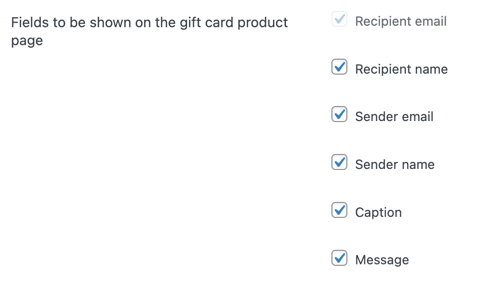 限制要在 WooCommerce 禮品卡產品頁面上顯示的字段