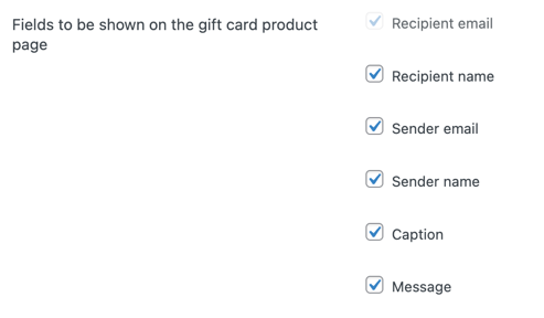 WooCommerce 기프트 카드 제품 페이지에 표시할 필드 제한