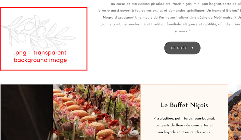 透過性をサポートする .png 画像 (WebP も使用できます) - 出典: Caterer Le point Gourmand