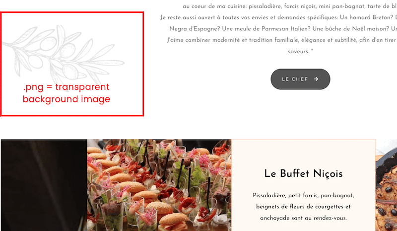 支持透明度的 .png 图像(也可以使用 WebP)- 来源:Caterer Le point Gourmand