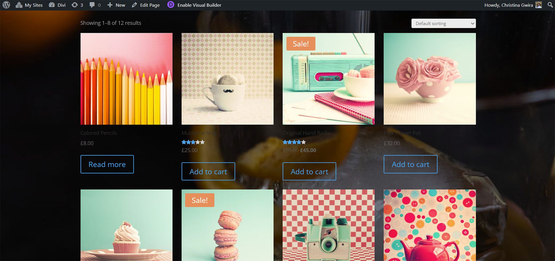 Ciclo di archiviazione - Filtro Divi Ajax - Opzioni di layout predefinite