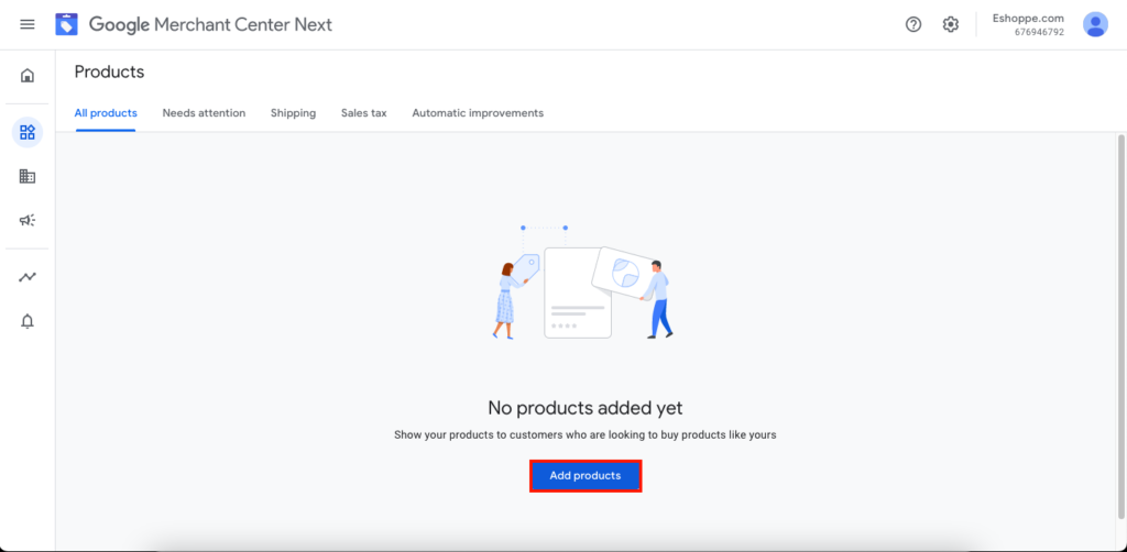 Adicionar produtos ao Google Merchant Center