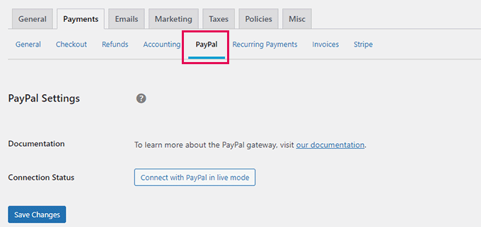 Configuración de PayPal