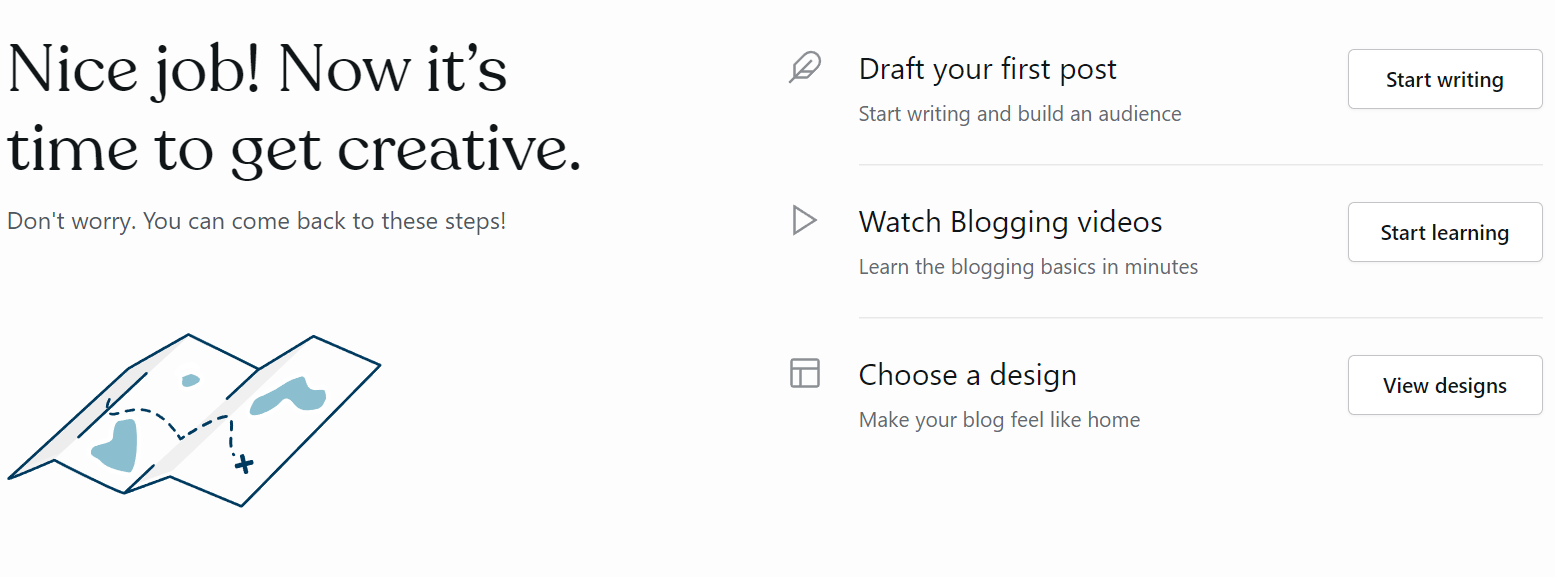 Opciones de siguiente paso en WordPress