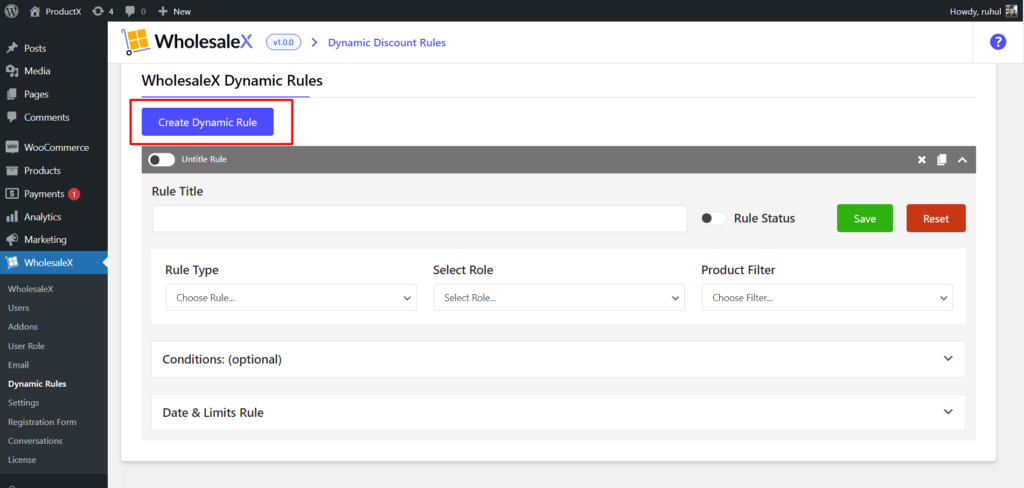 WooCommerce ロールベースの配送方法を設定する方法 6 WholesaleX Creating Dynamic Rules