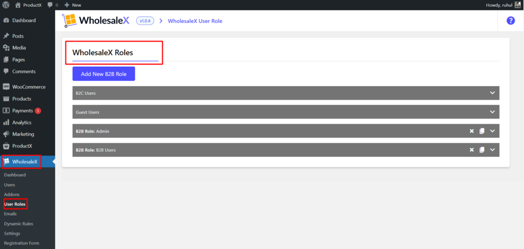 WooCommerce ロールベースの配送方法を設定する方法 3 WholesaleX User Roles
