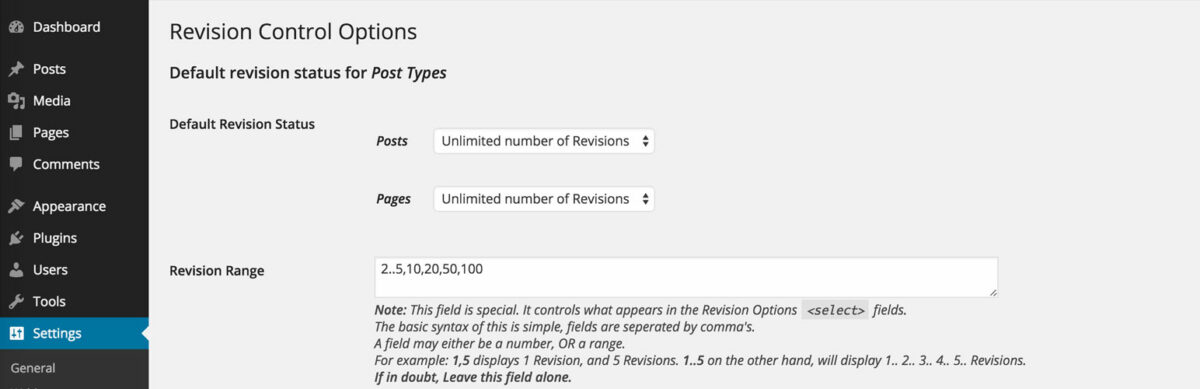 提升 WordPress 網站性能的重要技巧和技巧 77 Revision control options
