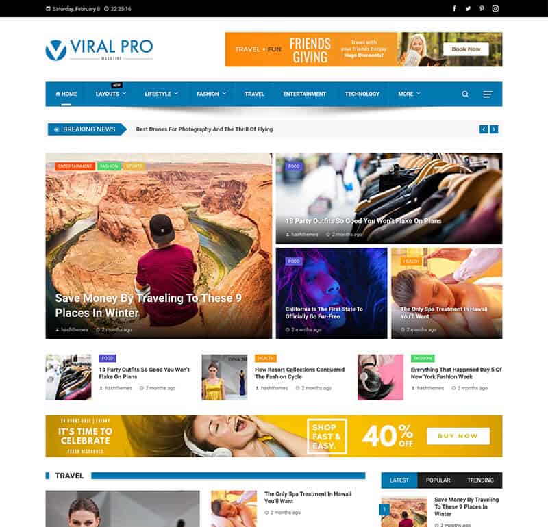 Melhores temas premium e gratuitos para revistas WordPress 2023 75 viral pro