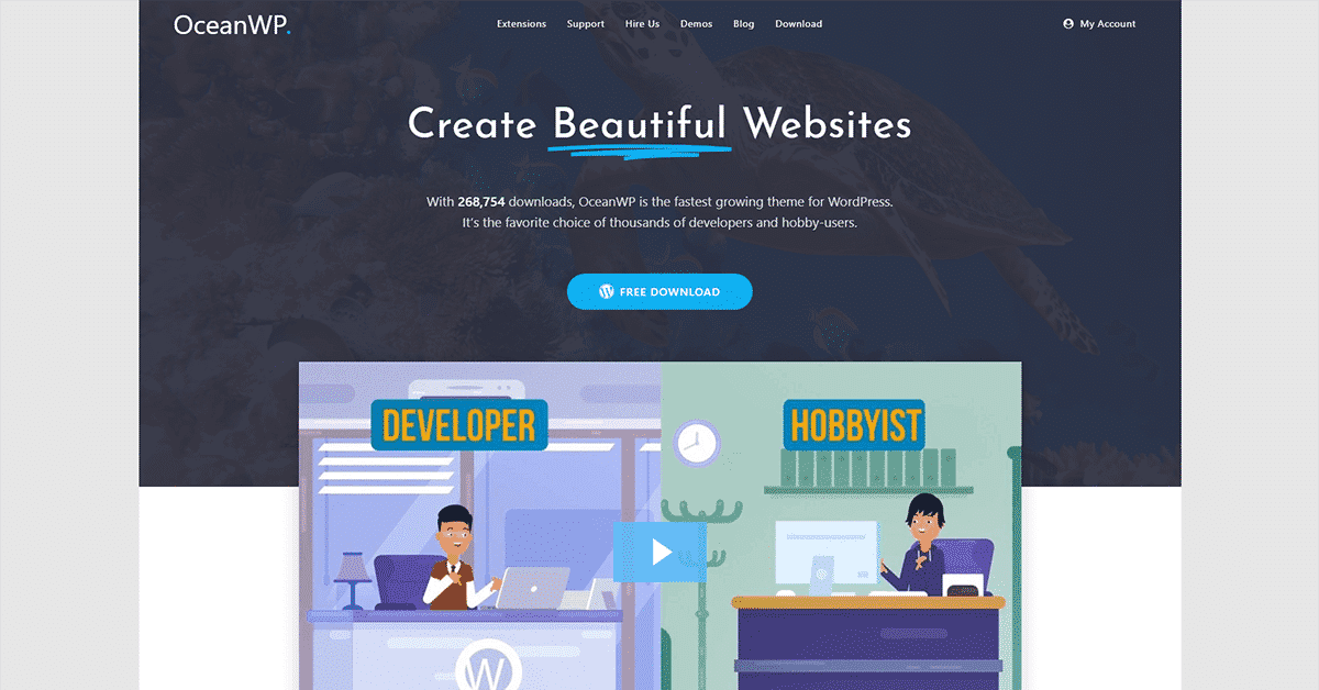 シンプルな WordPress テーマ - 2023 年のベスト 73 oceanwp