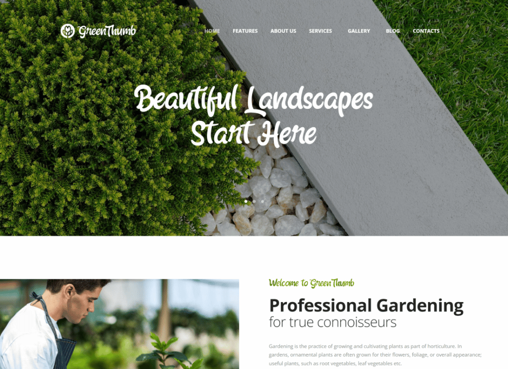녹색 엄지 | 원예 및 조경 서비스 WordPress Theme
