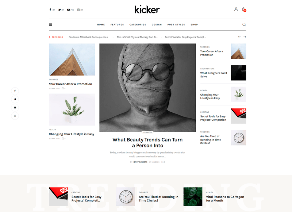 Kicker - Tema WordPress multiuso per riviste di blog + Gutenberg