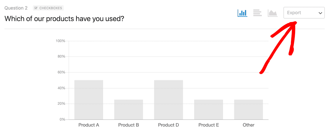 The export dropdown 