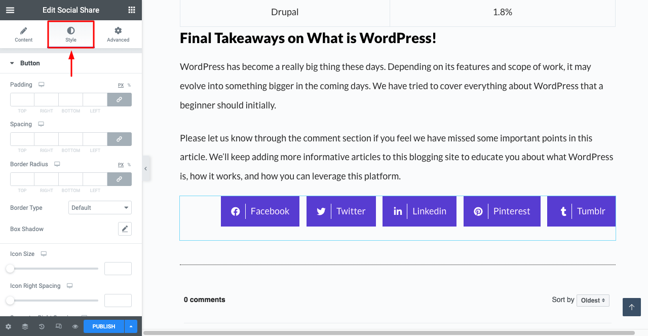 WordPress Yazılarına Sosyal Medya Paylaş Butonları Nasıl Eklenir 11 Stylize the Social Share Buttons