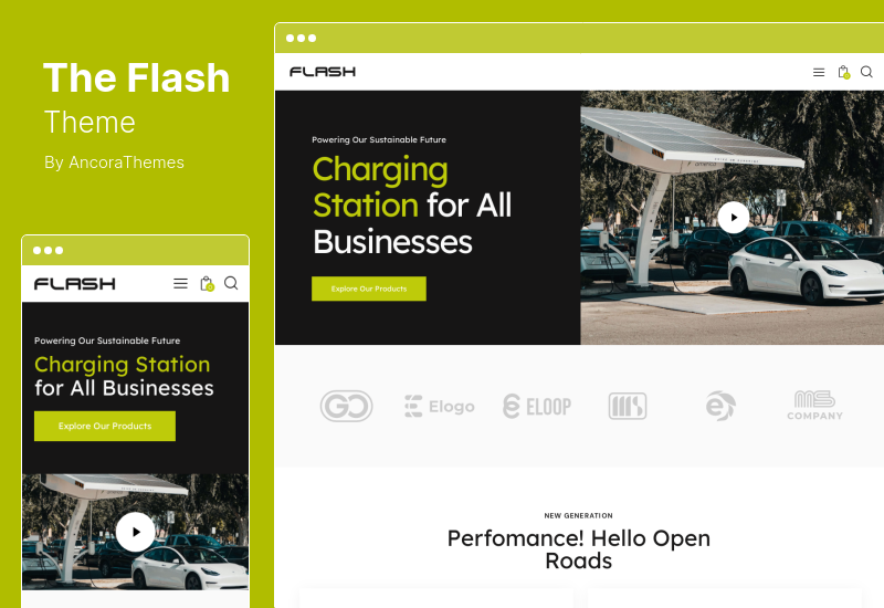 ธีม Flash - ผู้ผลิตรถยนต์ไฟฟ้าและสถานีชาร์จธีม WordPress