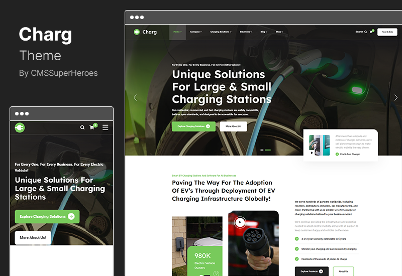 ธีมการชาร์จ - ธีม WordPress สำหรับรถยนต์ไฟฟ้าและสถานีชาร์จ