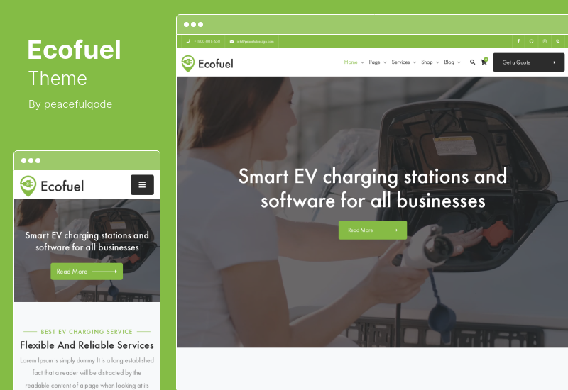 ธีม Ecofuel - ธีมรถยนต์ไฟฟ้าและสถานีชาร์จ WordPress
