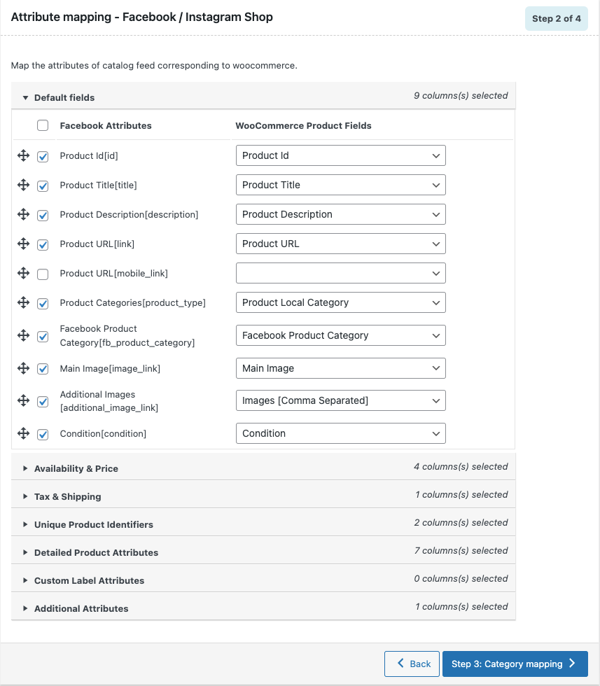 การแมปแอตทริบิวต์สำหรับ Facebook