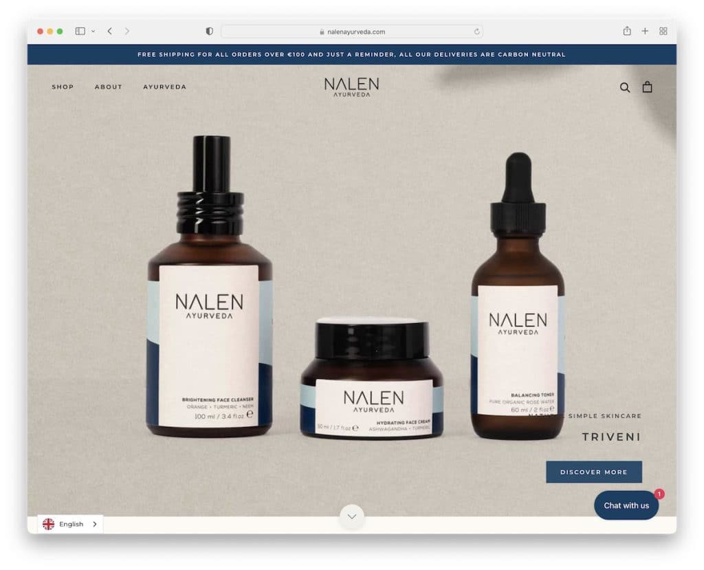 Witryna małej firmy nalen ayurveda