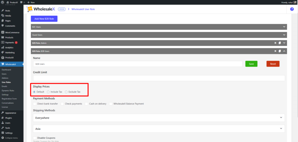 如何使用 WholesaleX 14 设置 WooCommerce 免税 WholesaleX Tax Exemption from User Roles