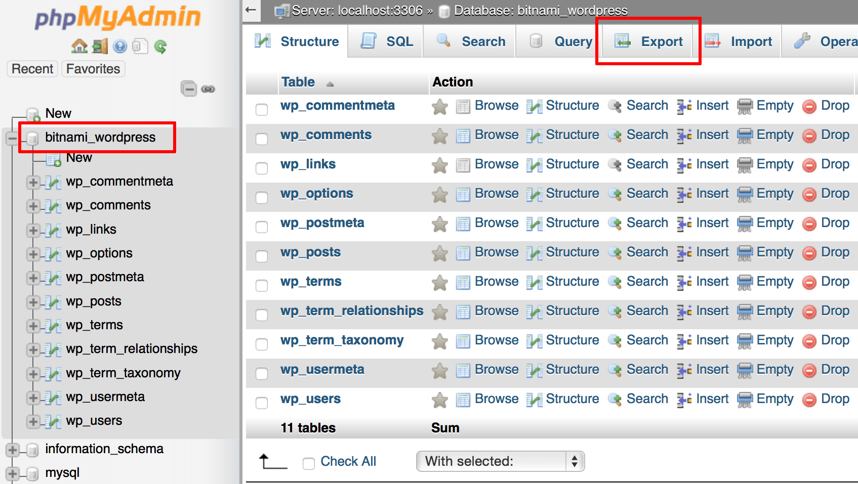 pda-phpmyadmin-export-wordpress-database