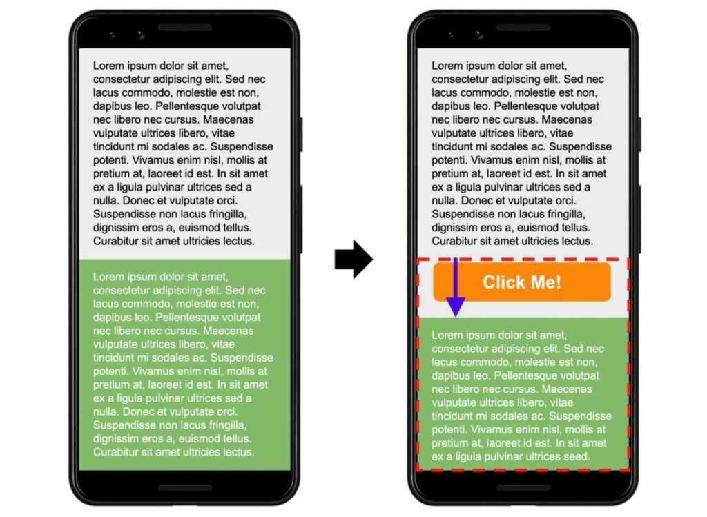 Un esempio di spostamento del layout cumulativo da Google.