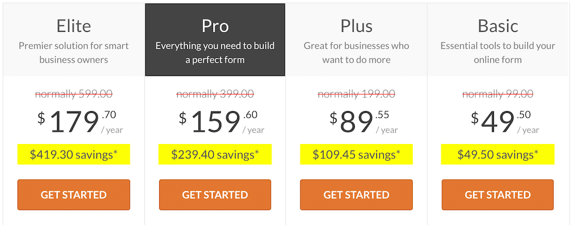 WPForms December 2022 Pricing