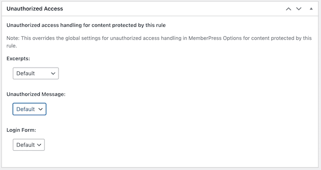 Bagian Akses Tidak Sah dalam aturan MemberPress.