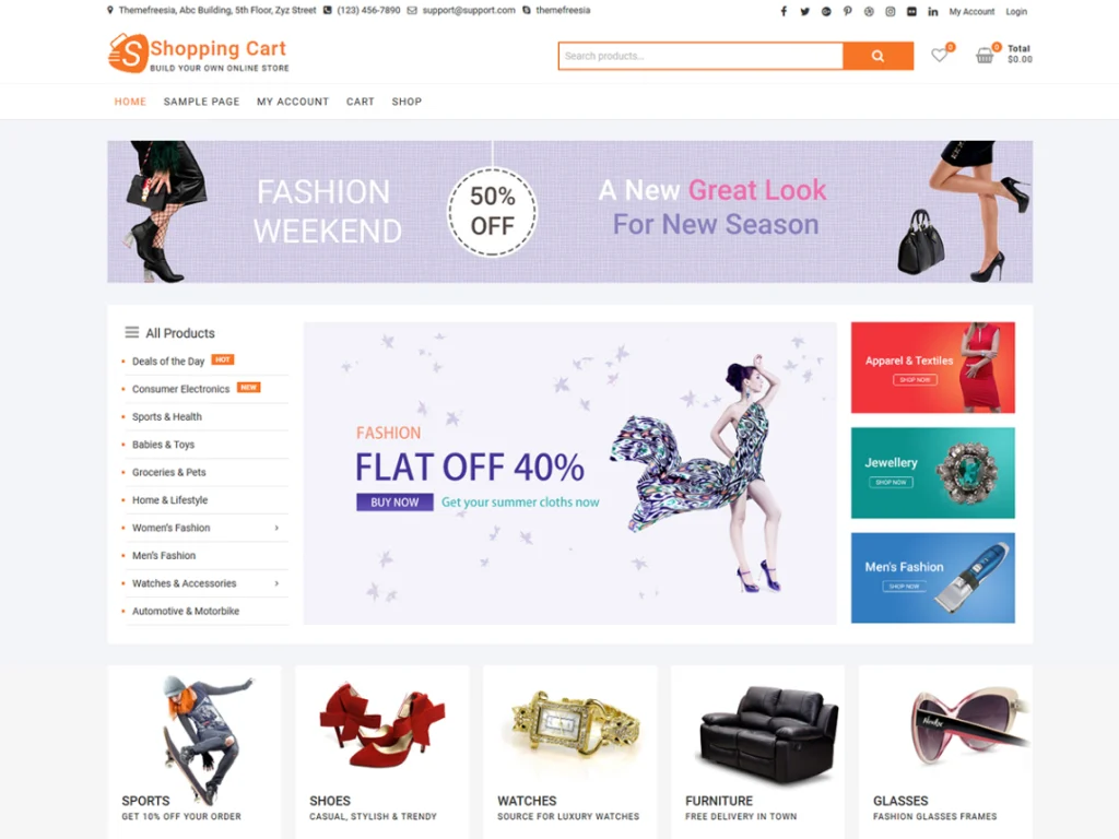 ShoppingCart 是一個美麗的主題,專為商店、電子商務打造